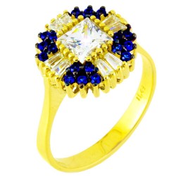 Χρυσό δαχτυλίδι ροζέτα Κ14 με ζιργκόν